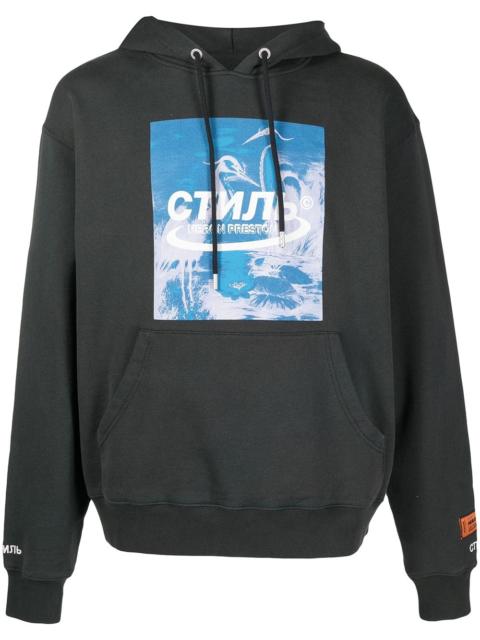 Heron Preston logo print drawstring hoodie