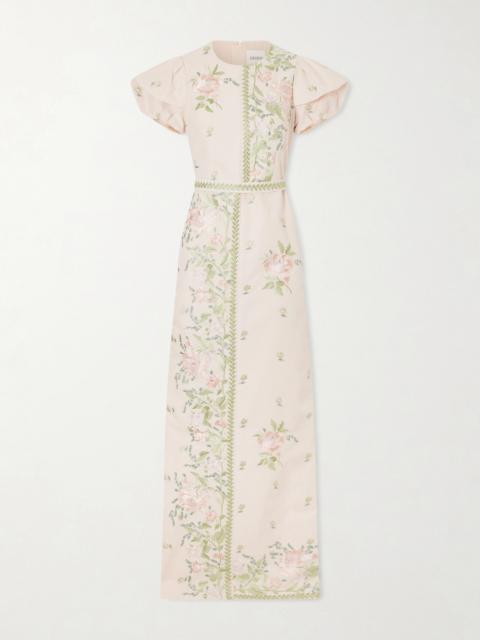 Erdem Floral-embroidered Cotton-faille Gown