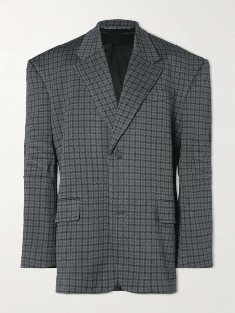 Oversized Houndstooth Knitted Blazer