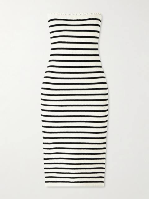 POSSE Henry Strapless Striped Knitted Midi Dress