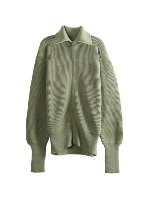 RIER ribbed-knit zip-up sweater