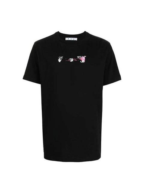 Off-White 오프 화이트 화살표 패턴 라운드 목 티 '블랙 화이트 핑크' OMAA027F21JER0171032