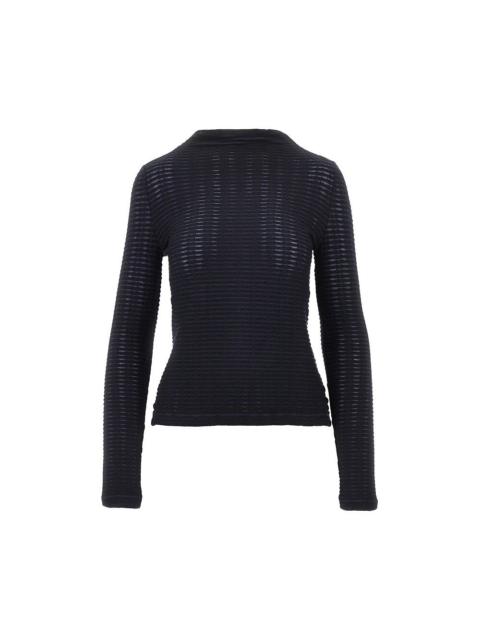 EMPORIO ARMANI STRIPED JACQUARD JERSEY TOP