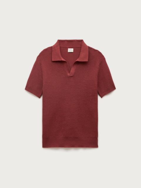 J.CREW Short-sleeve cotton waffle-knit johnny-collar sweater-polo