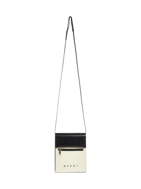 Marni Small silk white shoulder bag with contrasting panels and shoulder strap.