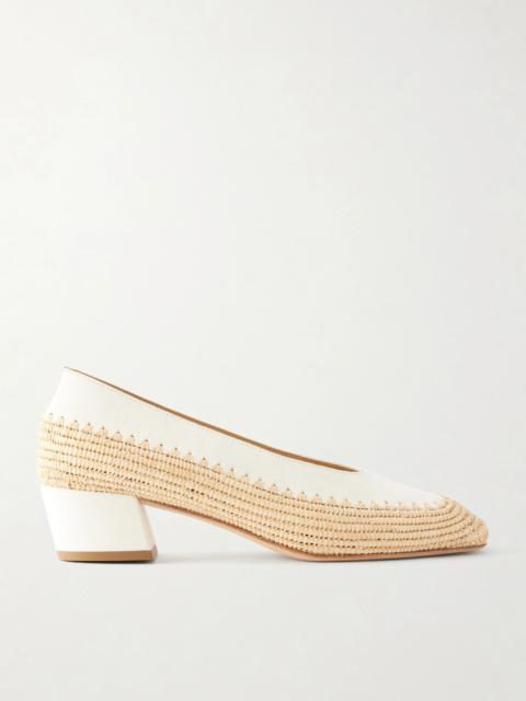 GABRIELA HEARST Strength 40 Suede-trimmed Raffia Pumps