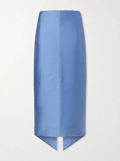 Lanvin Asymmetrical satin-jacquard midi skirt Blue