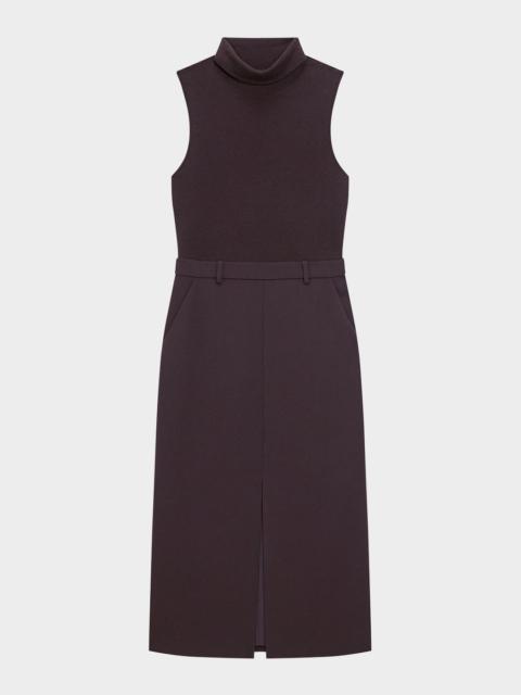 Theory Funnel-Neck Admiral Crepe Sleeveless Midi Dress