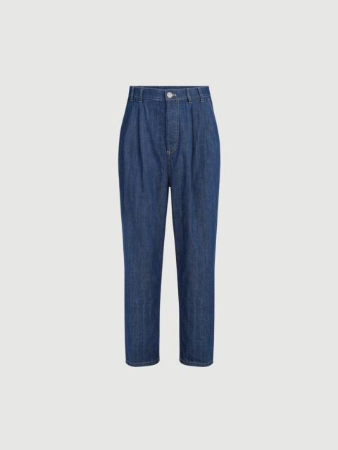 Brunello Cucinelli Lightweight denim iconic fit five-pocket trousers with double pleats