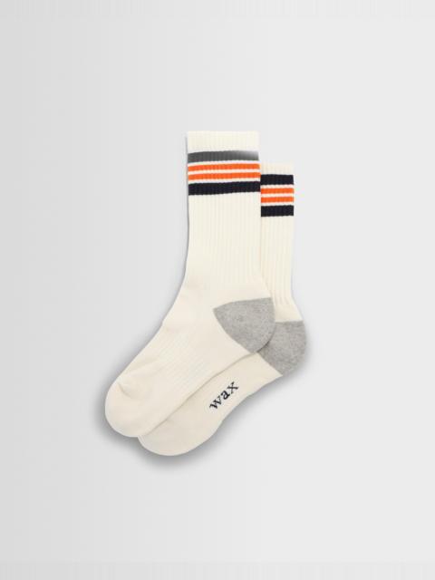 Wax London Thorpe - Ecru And Orange Branded Stripe Socks