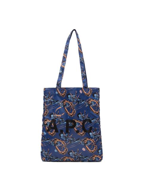 A.P.C. Blue Brain Dead Edition Lou Reversible Tote