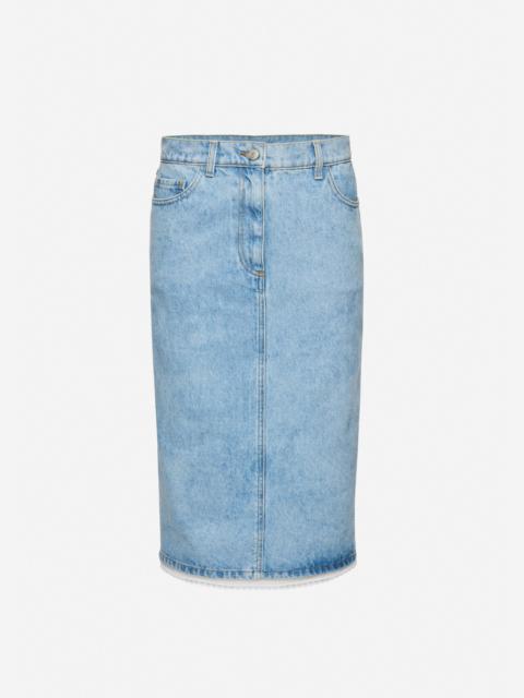 MAGDA BUTRYM Denim skirt in light blue with lace slip