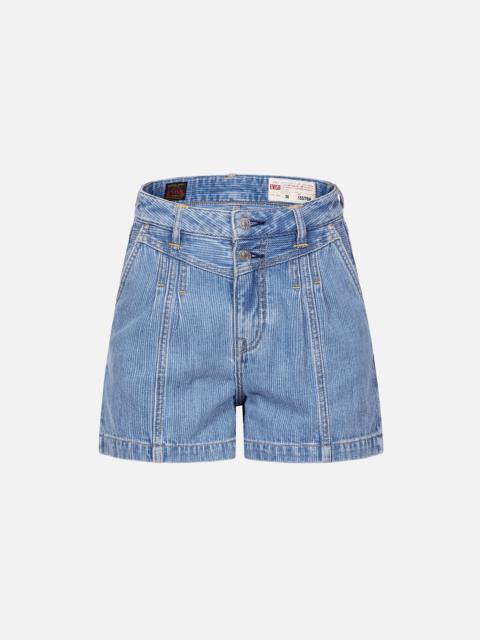 SEAGULL AND LOGO PRINT FASHION FIT DENIM SHORTS