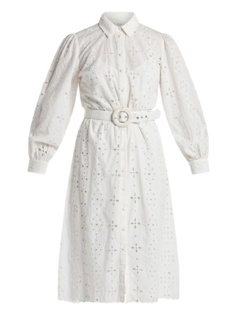 HEMANT & NANDITA Adya eyelet belted midi dress