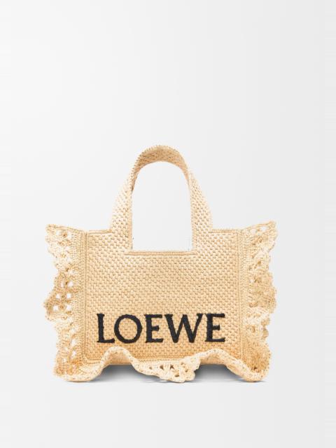 Loewe Small LOEWE Font tote in raffia