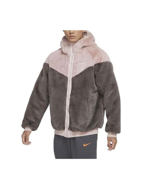 Men's Nike Sportswear Windrunner Drawstring Fleece Stay Warm Colorblock Logo Hooded Jacket DH6683-28