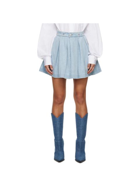 VETEMENTS Blue Pleated Denim Miniskirt
