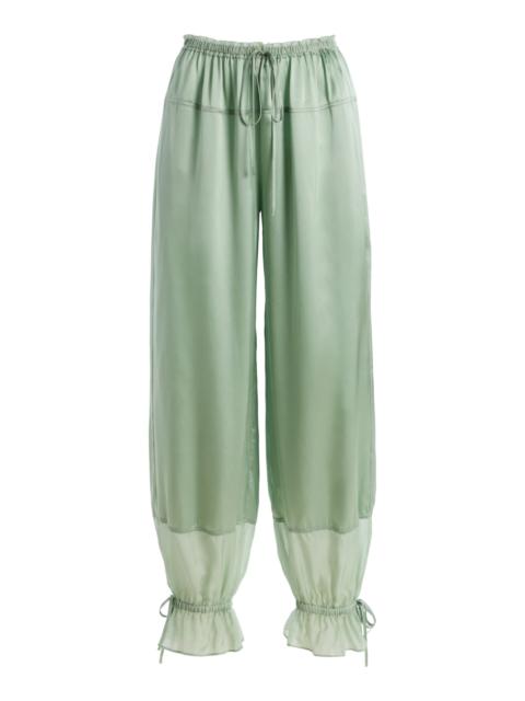 ULLA JOHNSON Camile Silk Cinched Pants lime green