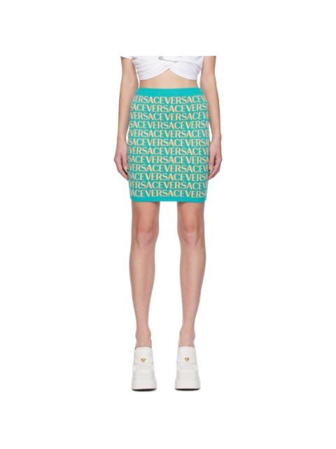 VERSACE Blue Allover Midi Skirt