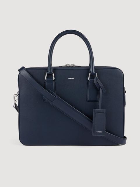 Sandro LARGE GRAINED LEATHER BRIEFCASE