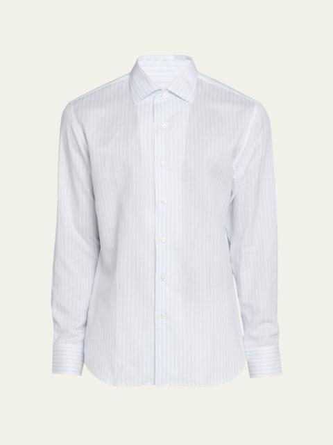 Brioni Men's Lyocell and Cotton Pinstripe Sport Shirt