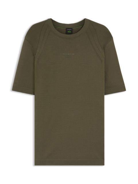 BOSS PORSCHE X BOSS SHORT-SLEEVED SWEATER WITH LOGO PRINT