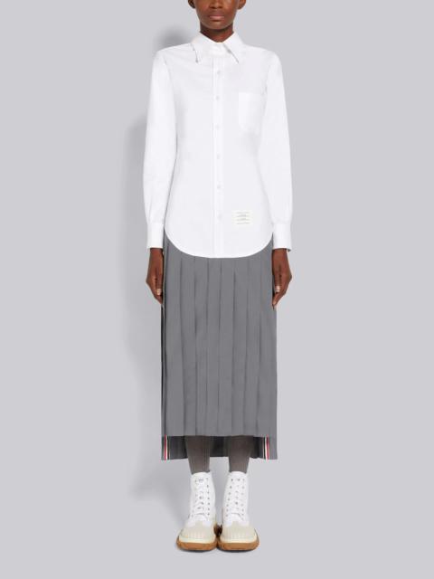 Thom Browne Medium Grey Ripstop School Uniform Trompe L'oeil Pleated Skirt Below the Knee Shirtdress