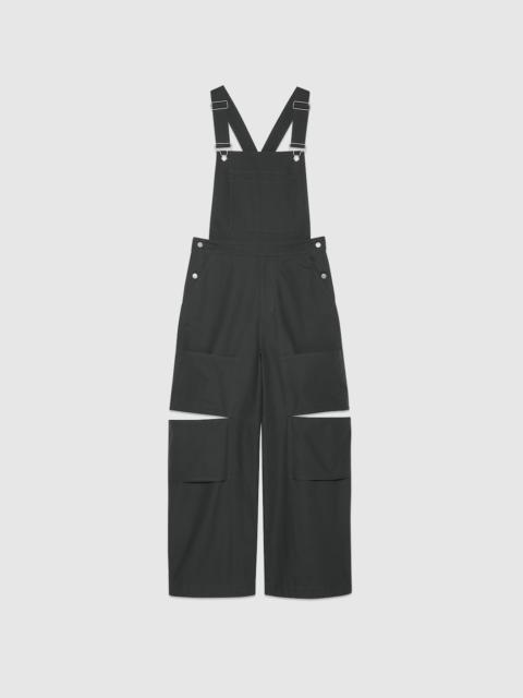 GUCCI Cotton dungarees with Gucci patch