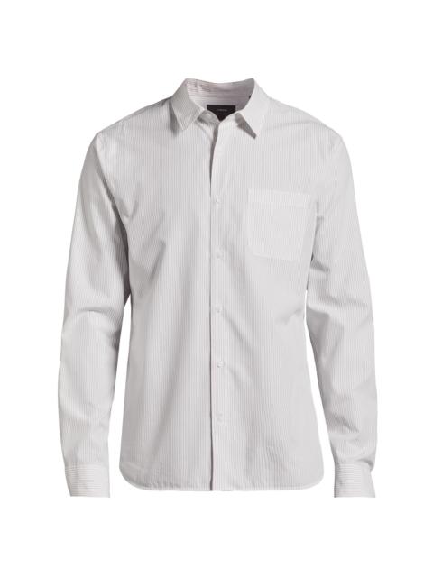 Vince Men's Pinstriped Cotton-Blend Button-Front Shirt - Optic White Storm Cloud