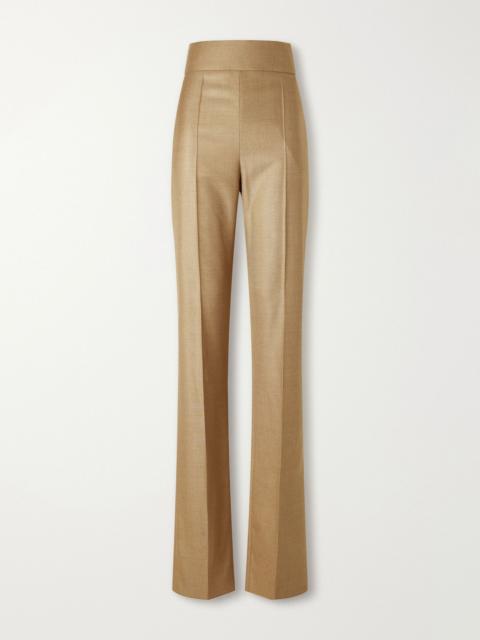 Valentino Wool and silk-blend straight-leg pants Tan