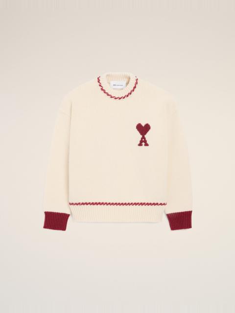 AMI Paris WHITE WOOL AMI DE COEUR CREWNECK SWEATER