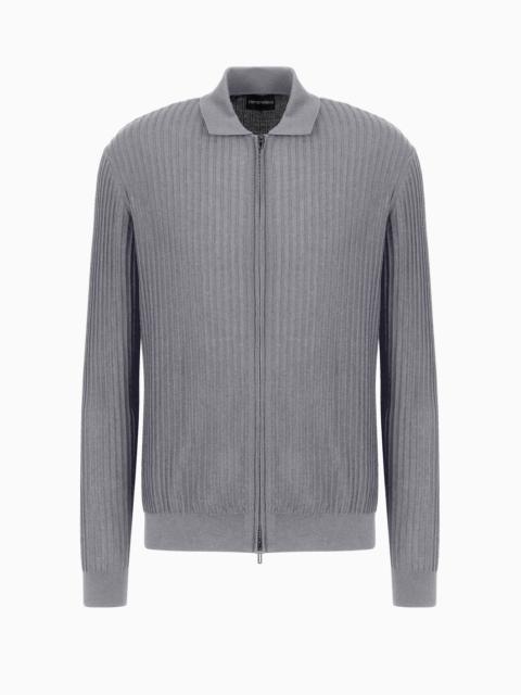 Travel Essentials virgin-wool cardigan with zip and rib effect