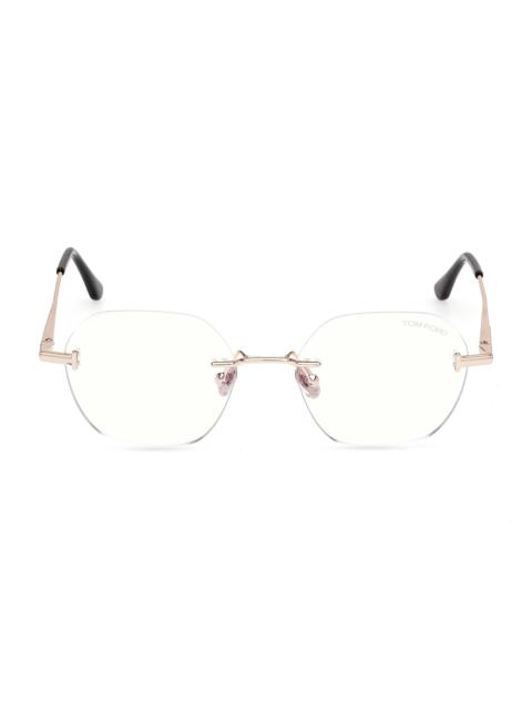 TOM FORD Women's 52MM Blue Block Geometric Eyeglasses - Rose Gold