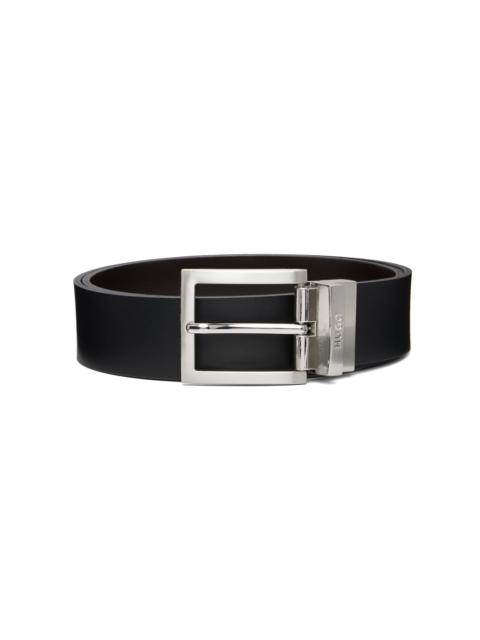 HUGO Black Buffed Leather Belt