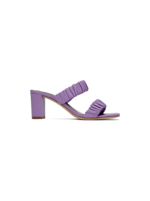 STAUD Purple Frankie Ruched Heeled Sandals