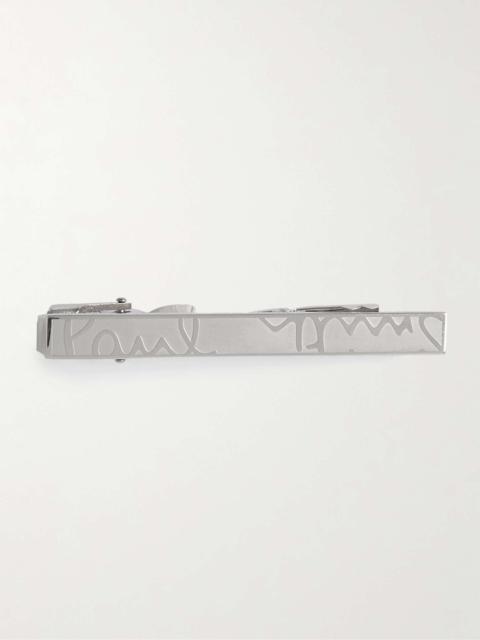 Brushed Silver-Tone Tie Bar