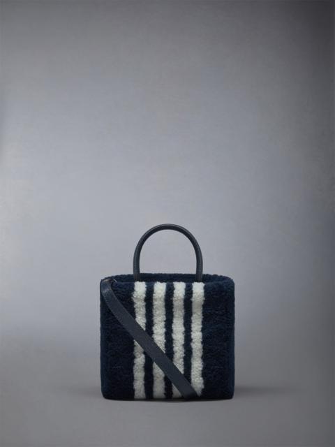 Thom Browne Small Book Tote W/ Intarsia 4bar in Curly Merino Shearling