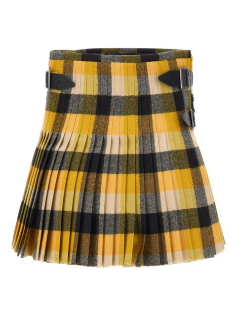 pleated buckle mini skirt