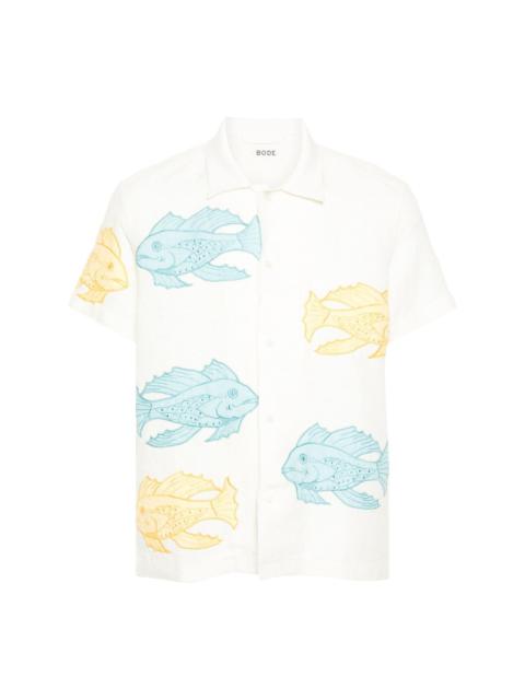 fish-patch linen shirt