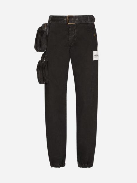 Dolce & Gabbana Cotton pants with belt and belt bag