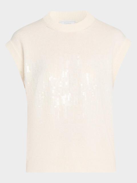 PESERICO Cap-Sleeve Sequin Knit Sweater