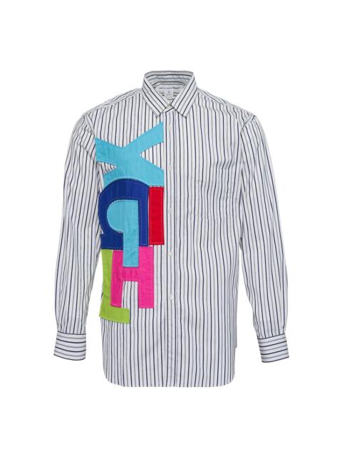 Comme des Garçons SHIRT Yarn Dyed Cotton Stripe Slogan Shirt