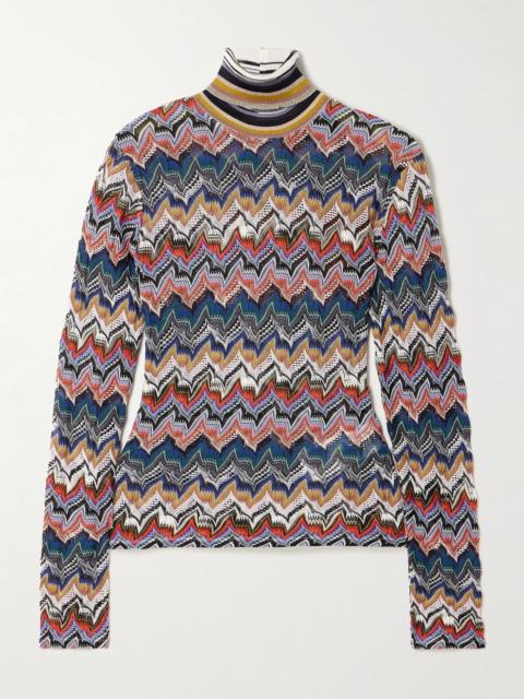 Missoni Metallic crochet-knit turtleneck sweater Multi