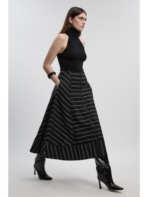 KAREN MILLEN Bold Stripe Cotton Woven Prom Skirt