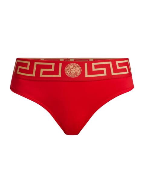 VERSACE Women's La Greca Bikini Bottom Brief - Red