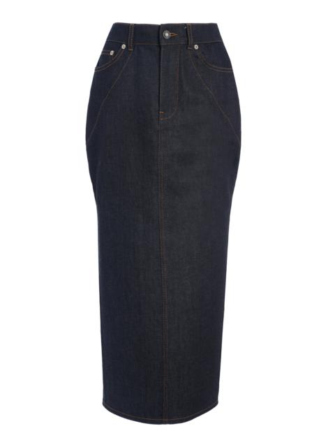 Givenchy Tailored Denim Midi Skirt dark wash