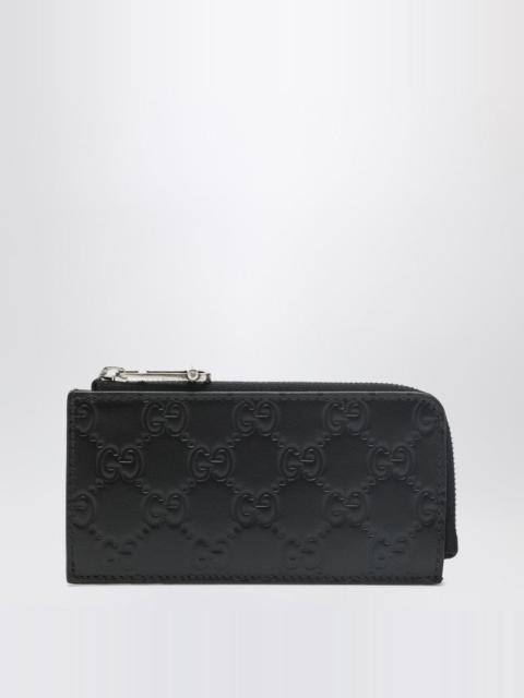 GUCCI Gucci Black Gg Emblem Zip Card Holder Men