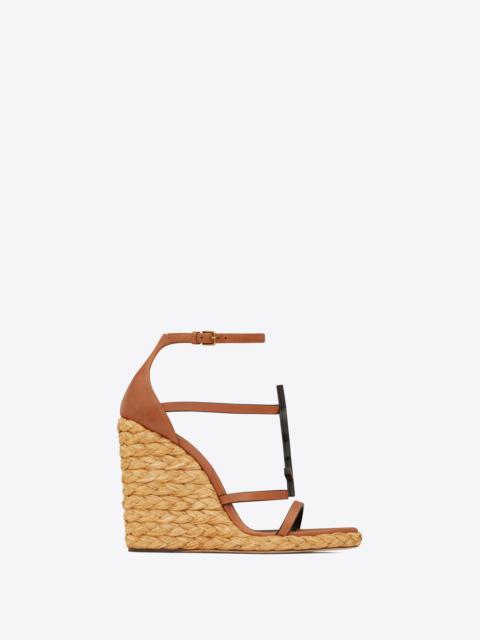 SAINT LAURENT cassandra wedge espadrilles in smooth vegetable-tanned leather