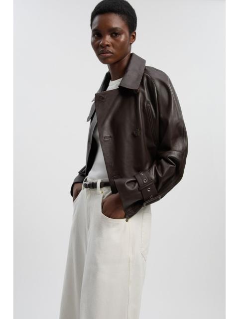 KAREN MILLEN Leather High Neck Crop Trench Coat