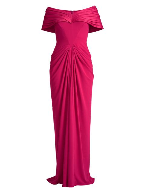 TADASHI SHOJI Women's Taffeta & Crepe Off-The-Shoulder Gown - Hibiscus